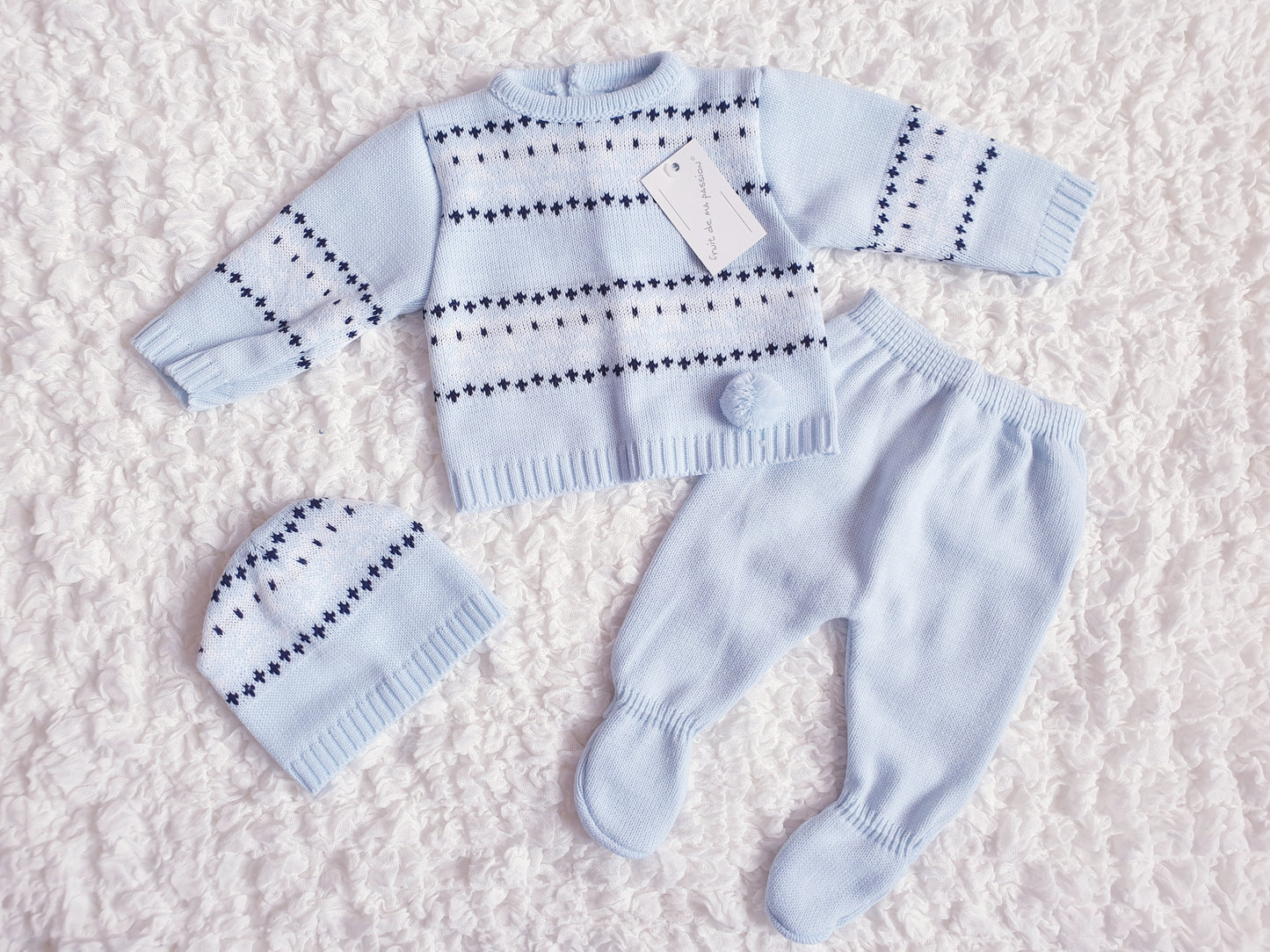 Baby Boys Blue/Navy Spanish Knitted Set