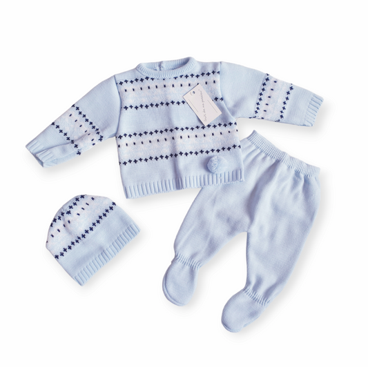 Baby Boys Blue/Navy Spanish Knitted Set