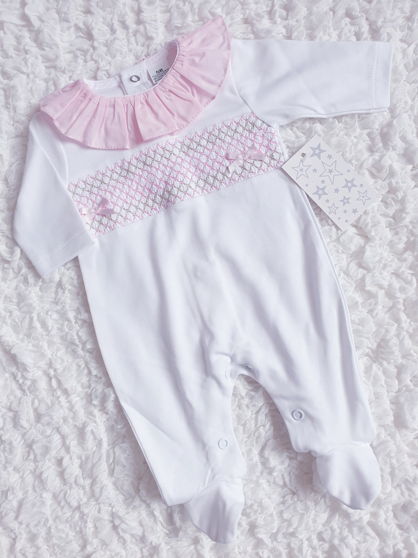 Spanish Baby Girls Smocked Babygrow