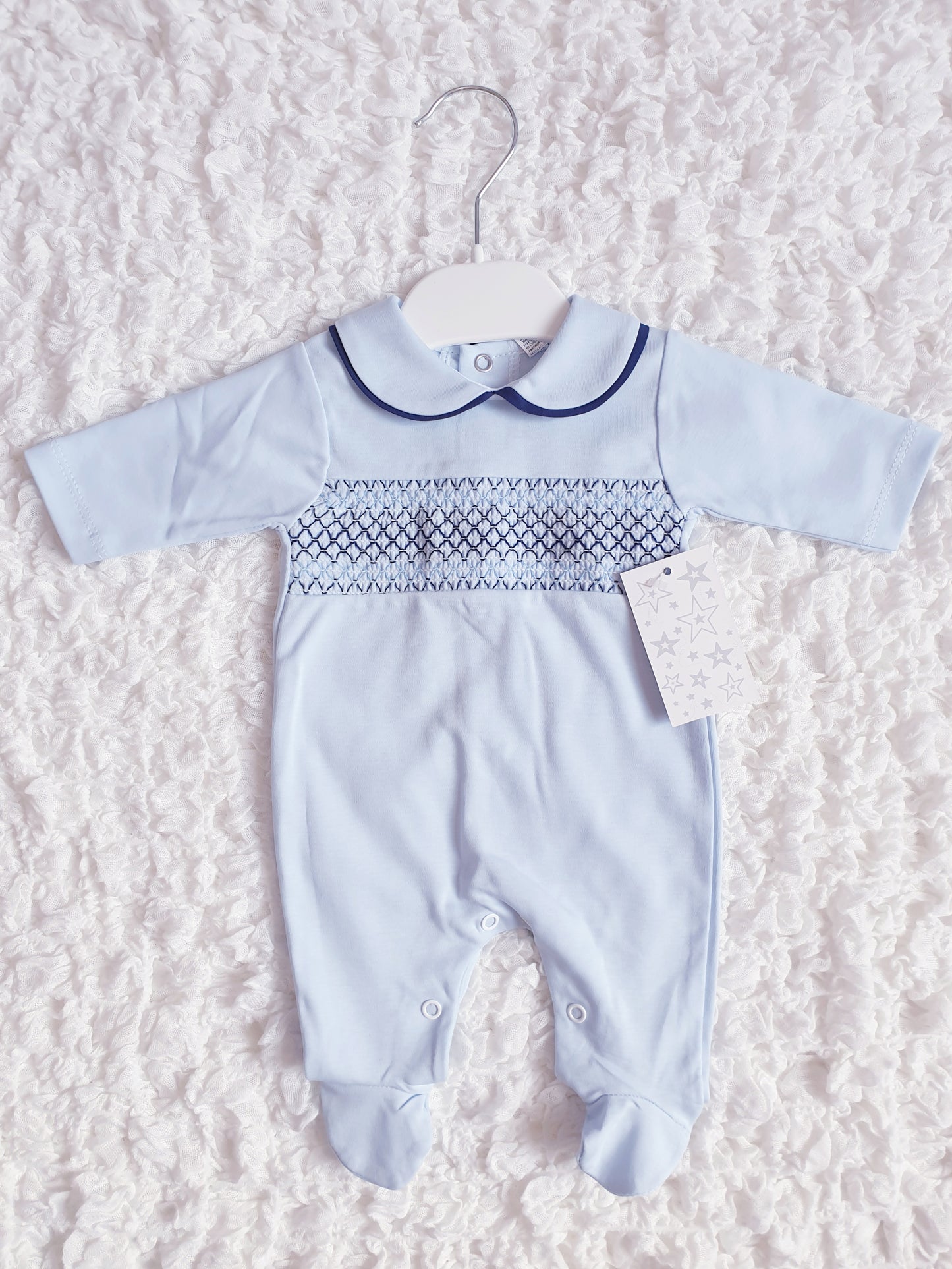 Spanish Baby Boys Smocked Babygrow