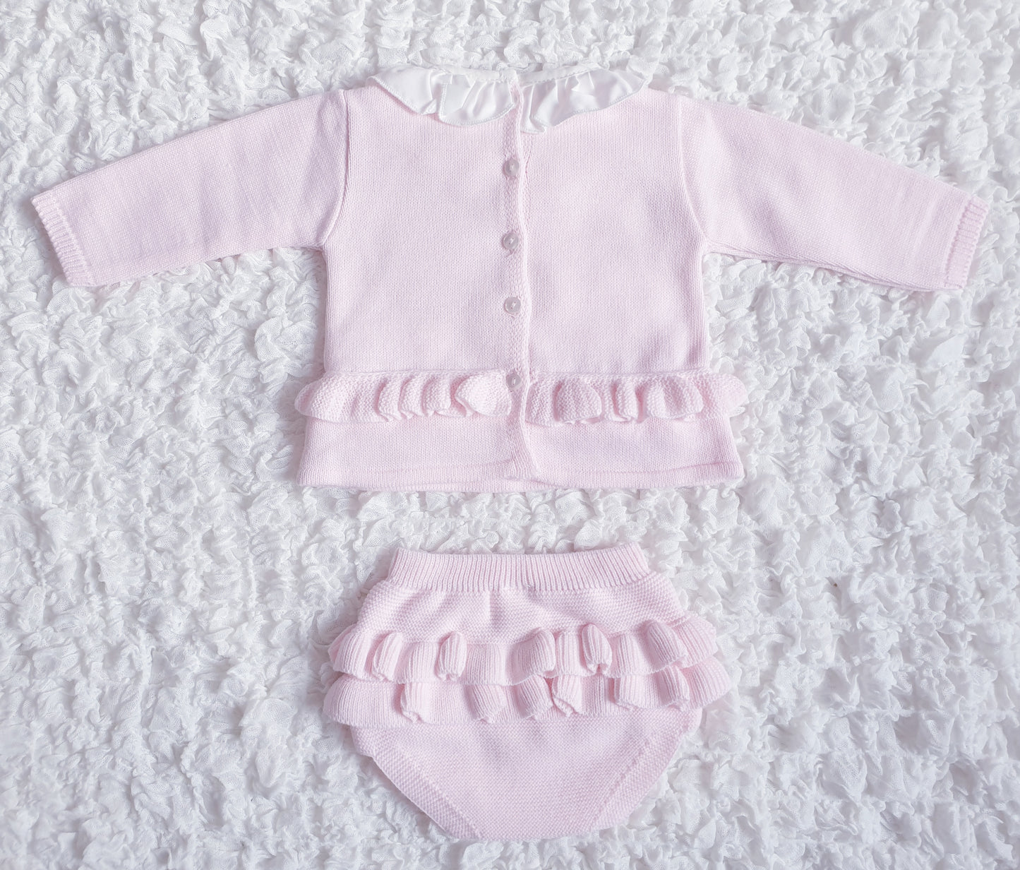 Baby Girls Spanish Pink Knitted Jam Pants Set