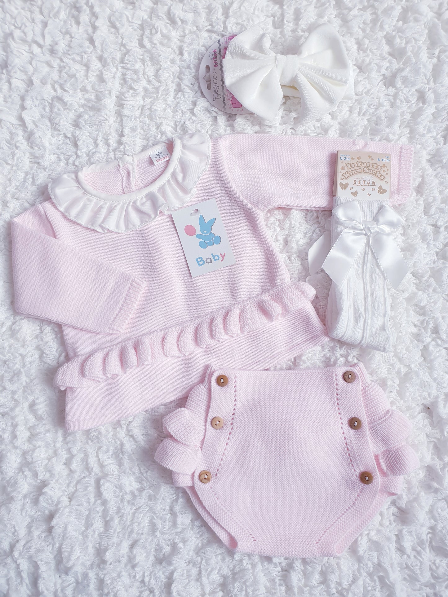 Baby Girls Spanish Pink Knitted Jam Pants Set