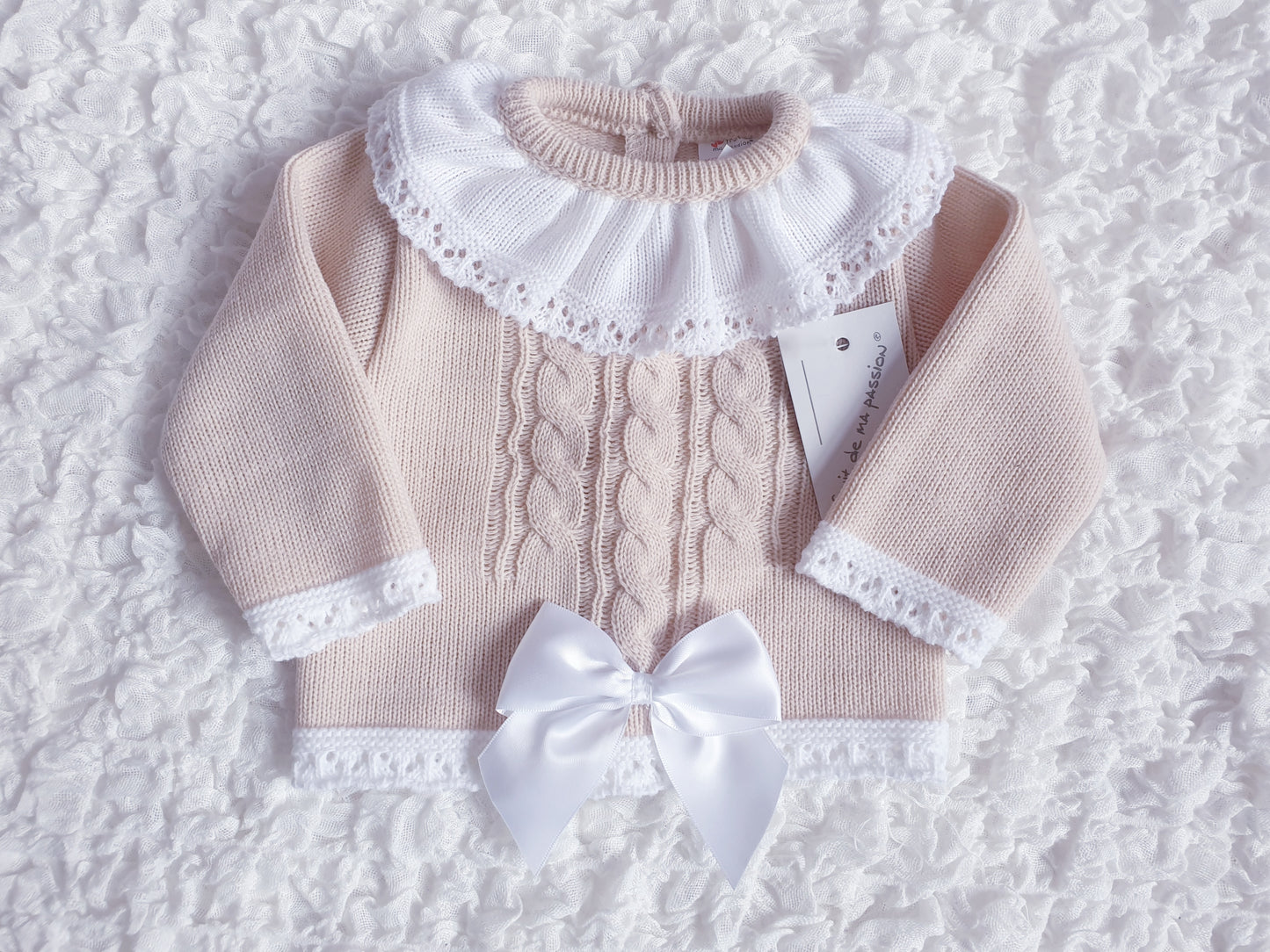 Baby Girls Beige/White Knitted Set