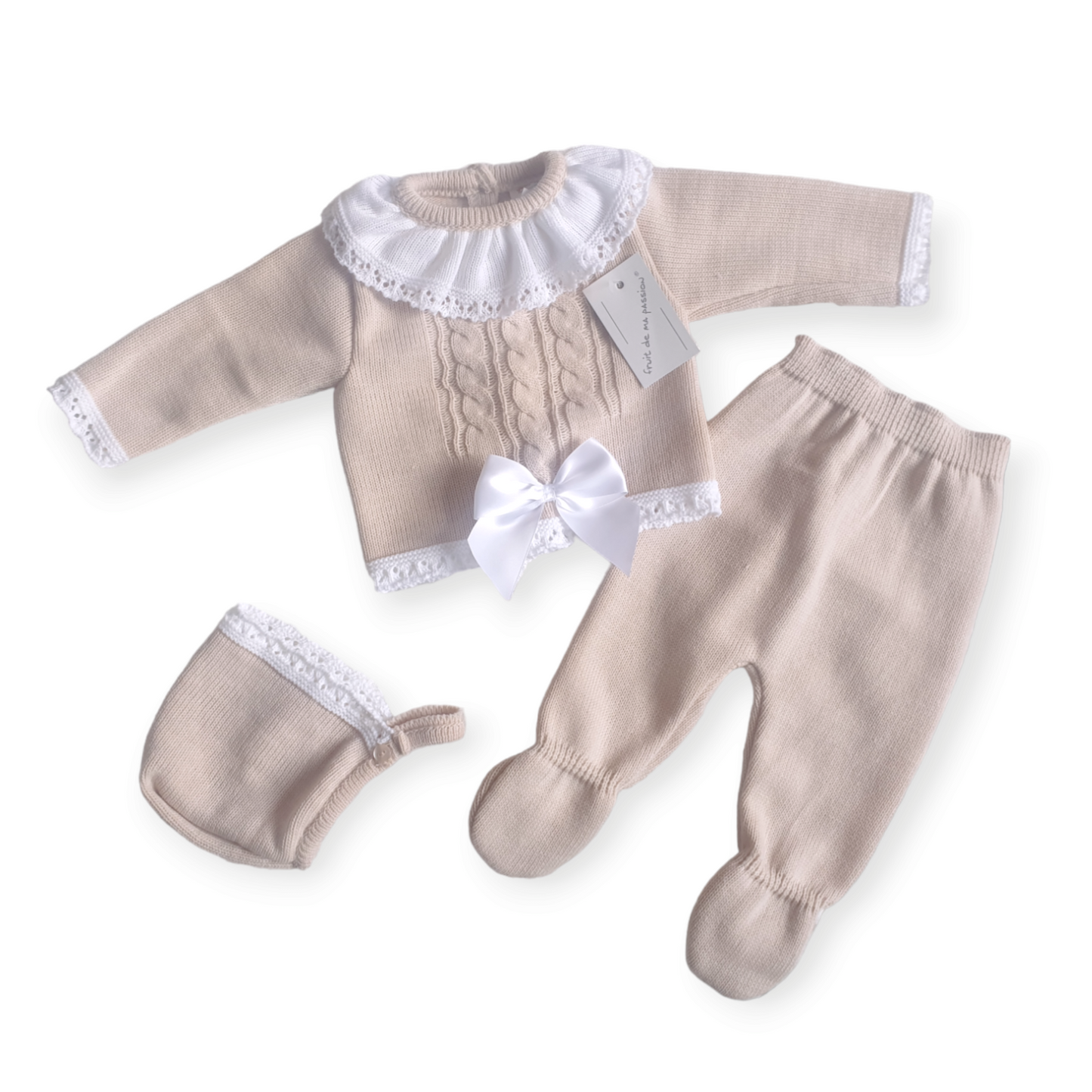 Baby Girls Beige/White Knitted Set