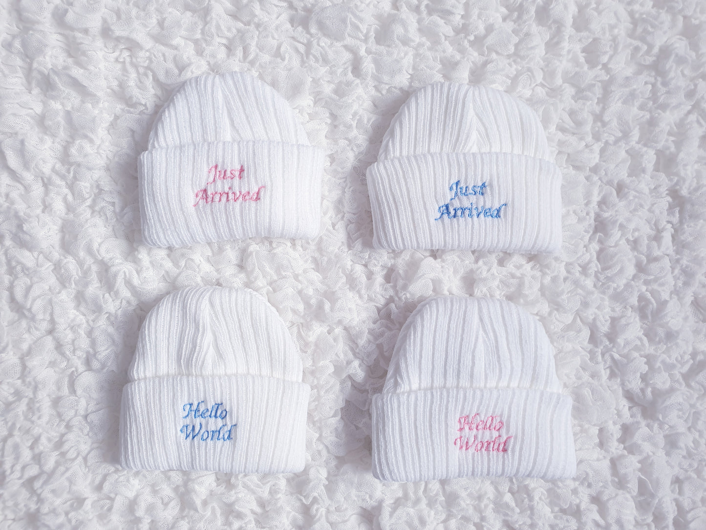 Newborn Baby Hat Hello World/Just Arrived