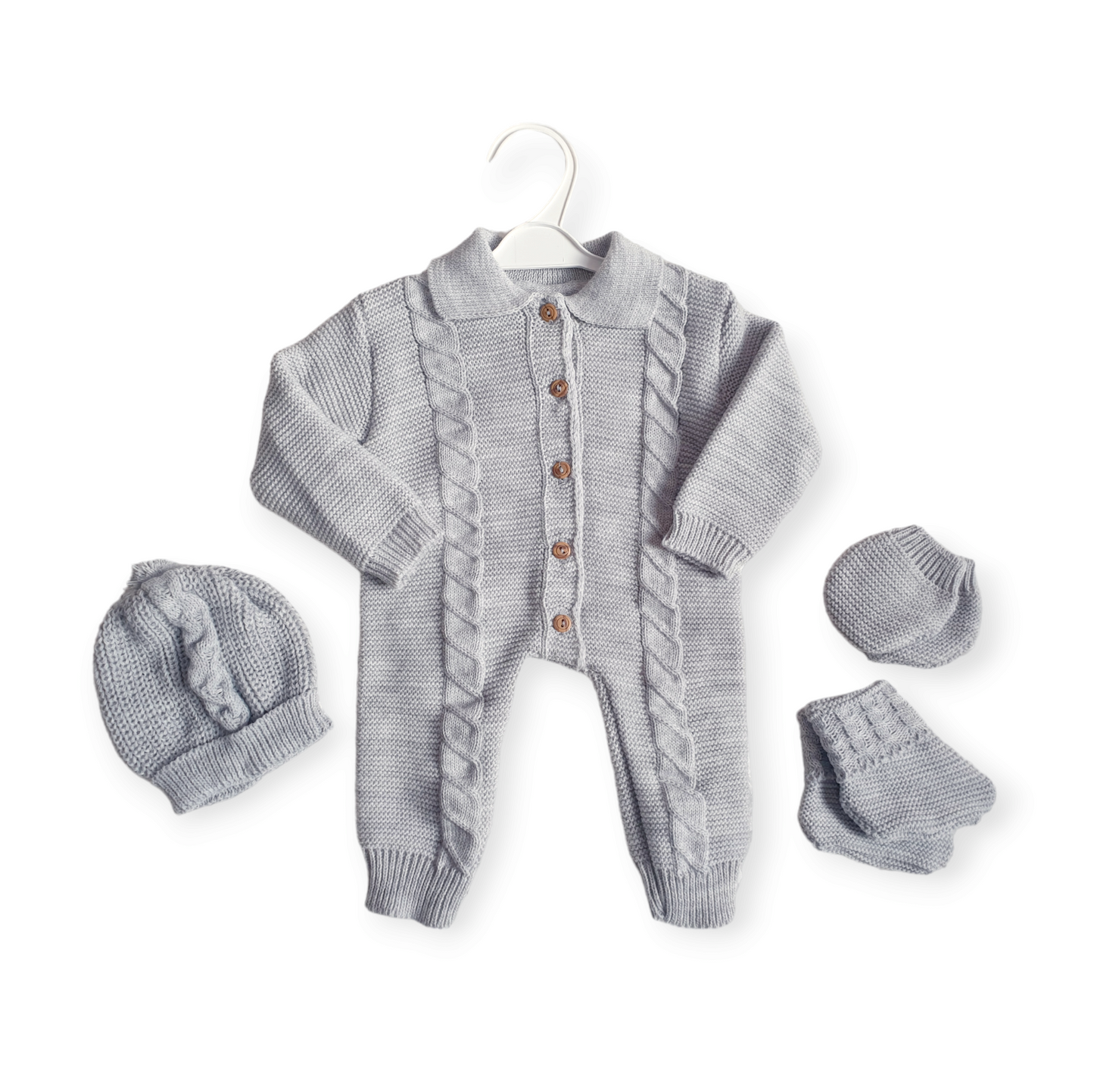 Baby Boys Spanish Knitted Grey All In One Set