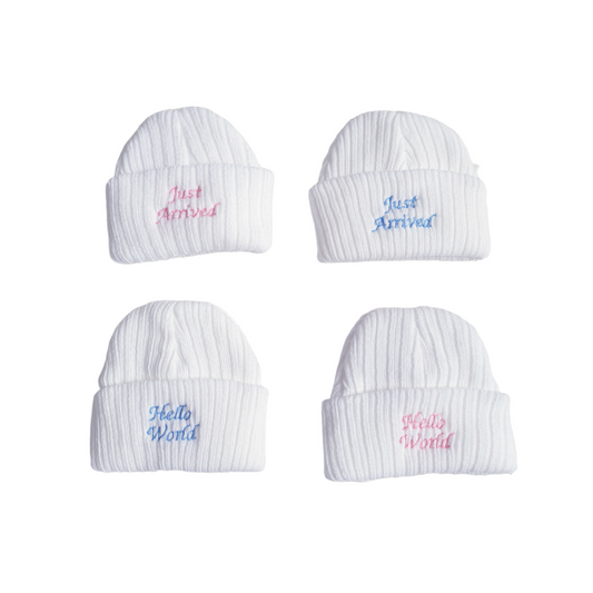 Newborn Baby Hat Hello World/Just Arrived