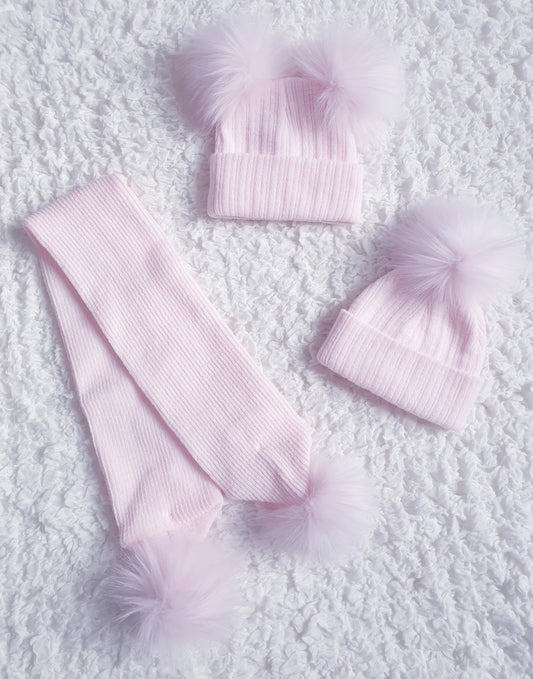 Pink Pom Pom Hat & Scarf (sold separately)