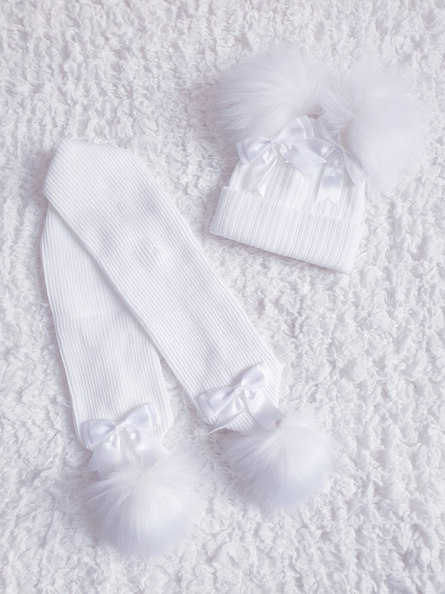 Girls Double Bow Hat & Scarf Sets