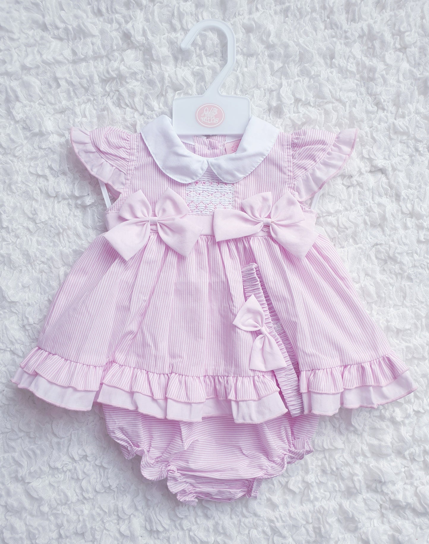 Baby Girls Pink Striped Summer Dress Set