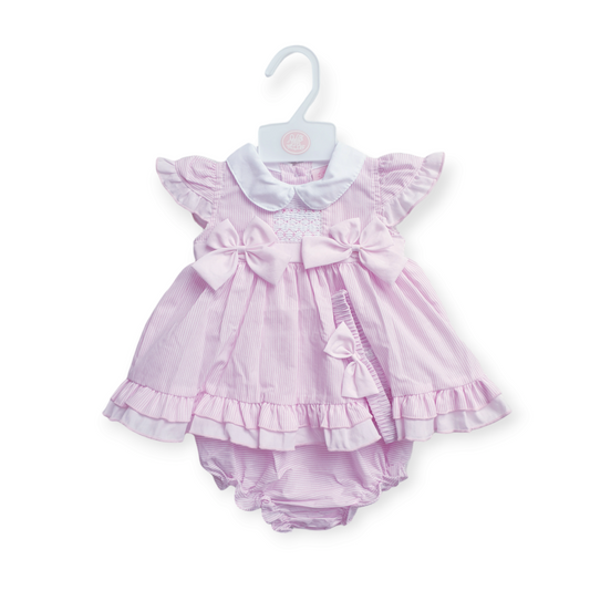 Baby Girls Pink Striped Summer Dress Set