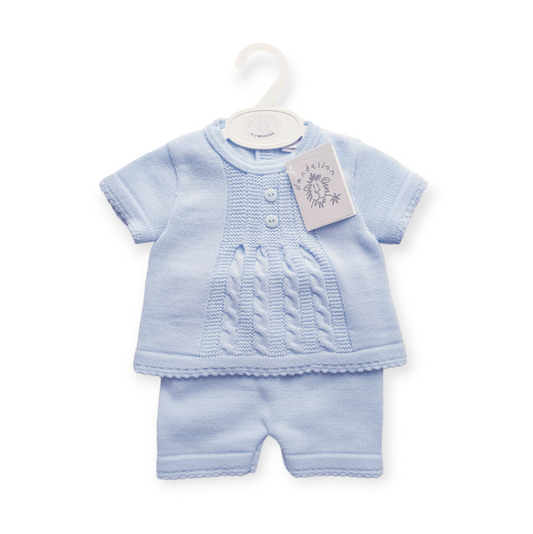 Baby Boys Blue Knitted Shorts Set