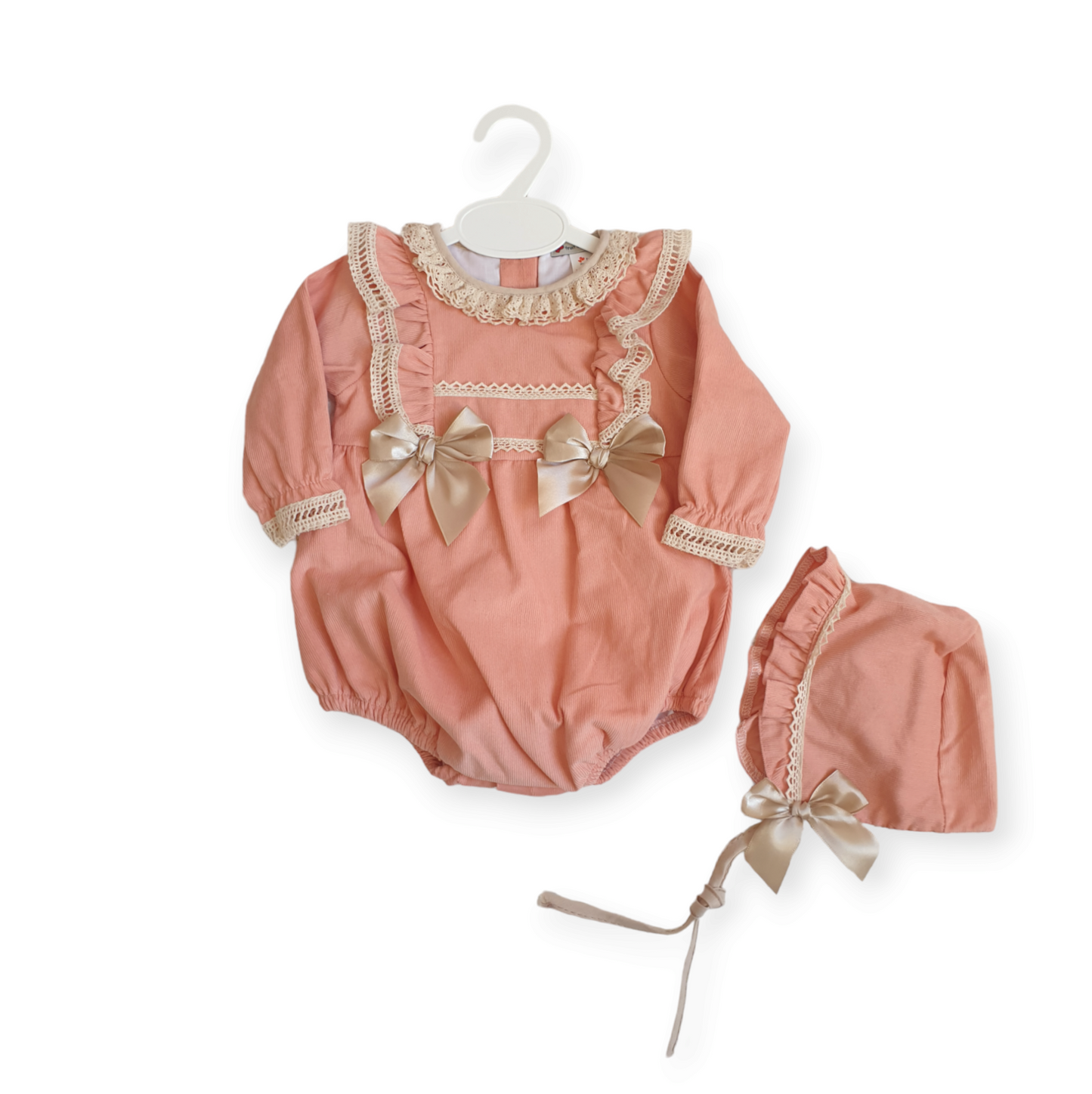 Girls Spanish Frill & Bow Romper & Bonnet