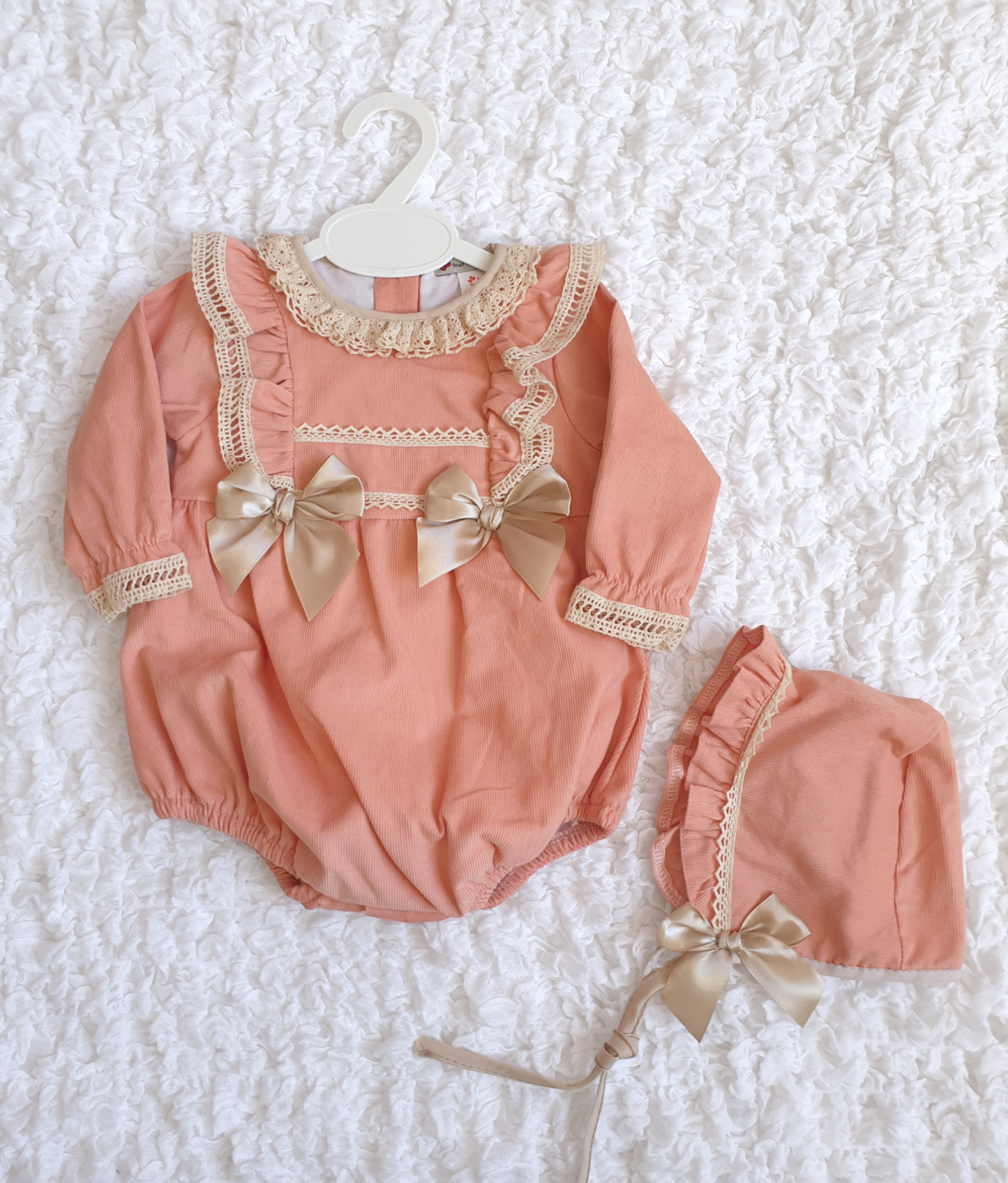 Girls Spanish Frill & Bow Romper & Bonnet