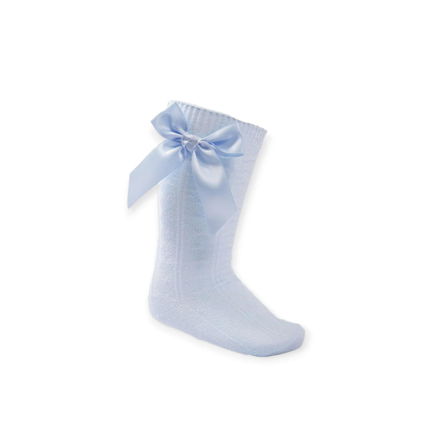 Blue Knee High Bow Socks