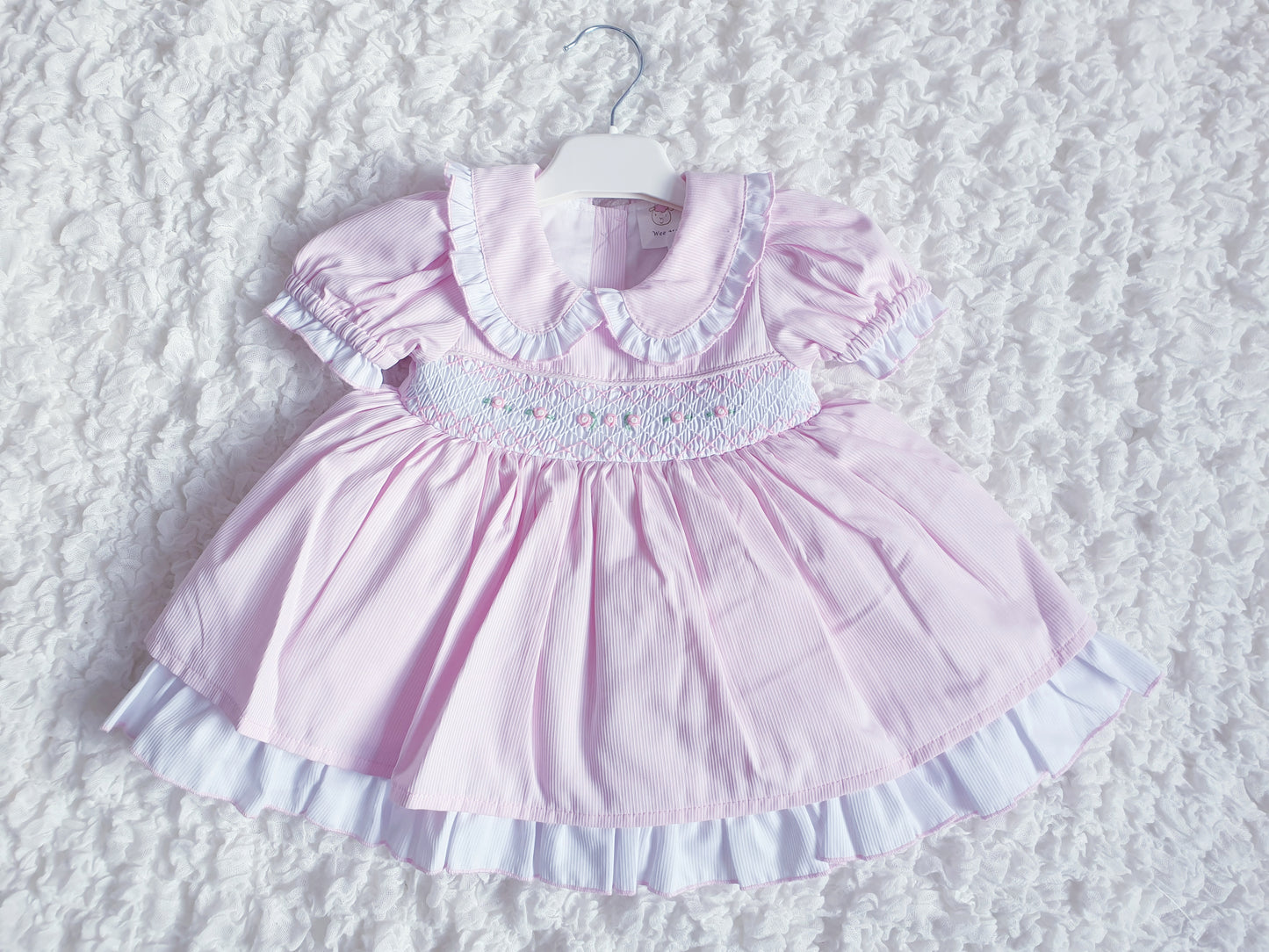 Girls Wee Me Pink Smocked Puff Ball Dress