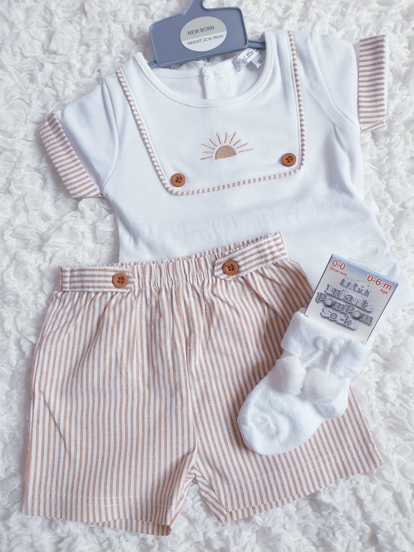 Baby Boys Biscuit/Beige Sunrise Shorts Set