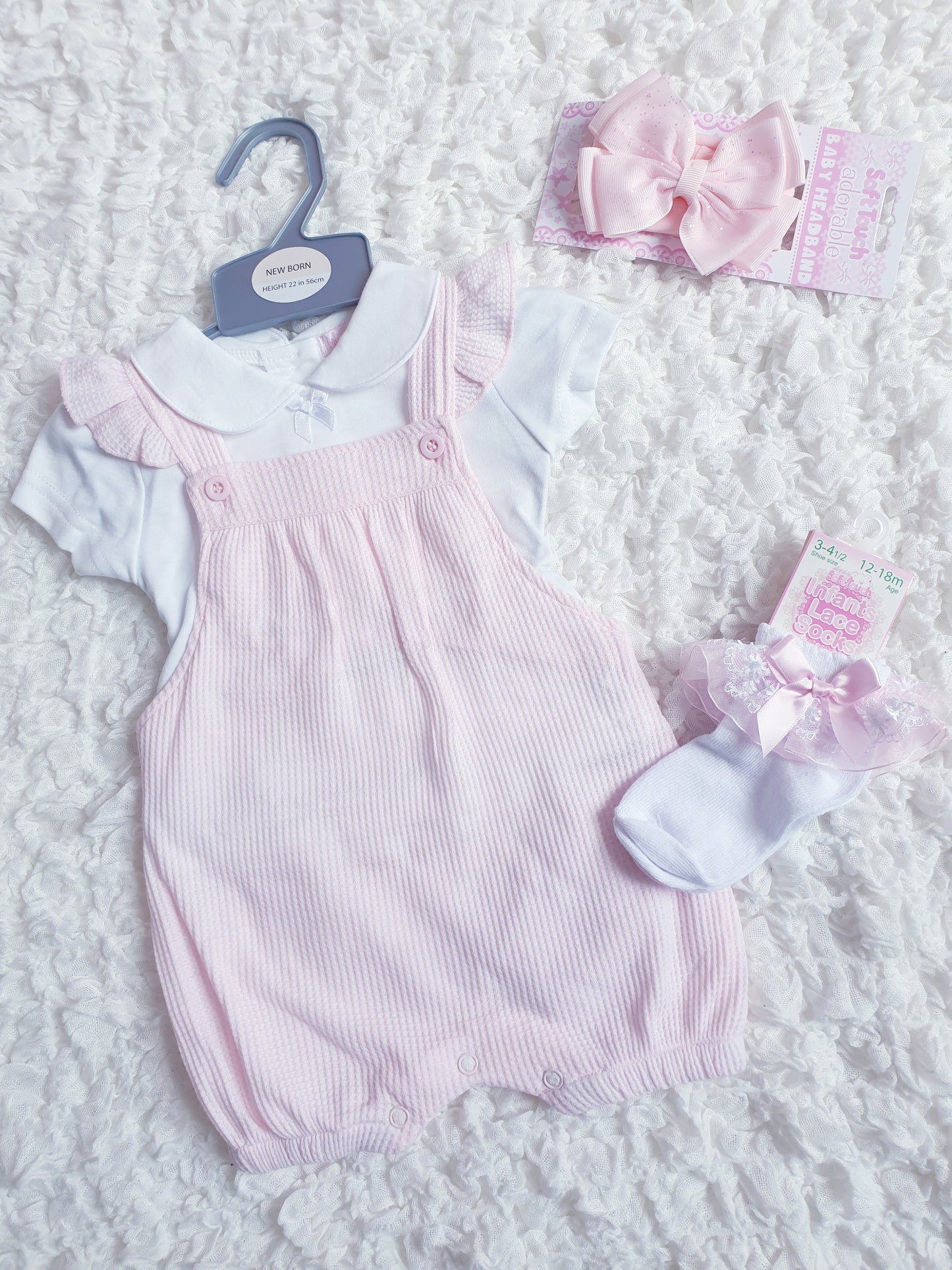 Baby Girls Pink Frilly Strap Romper Set