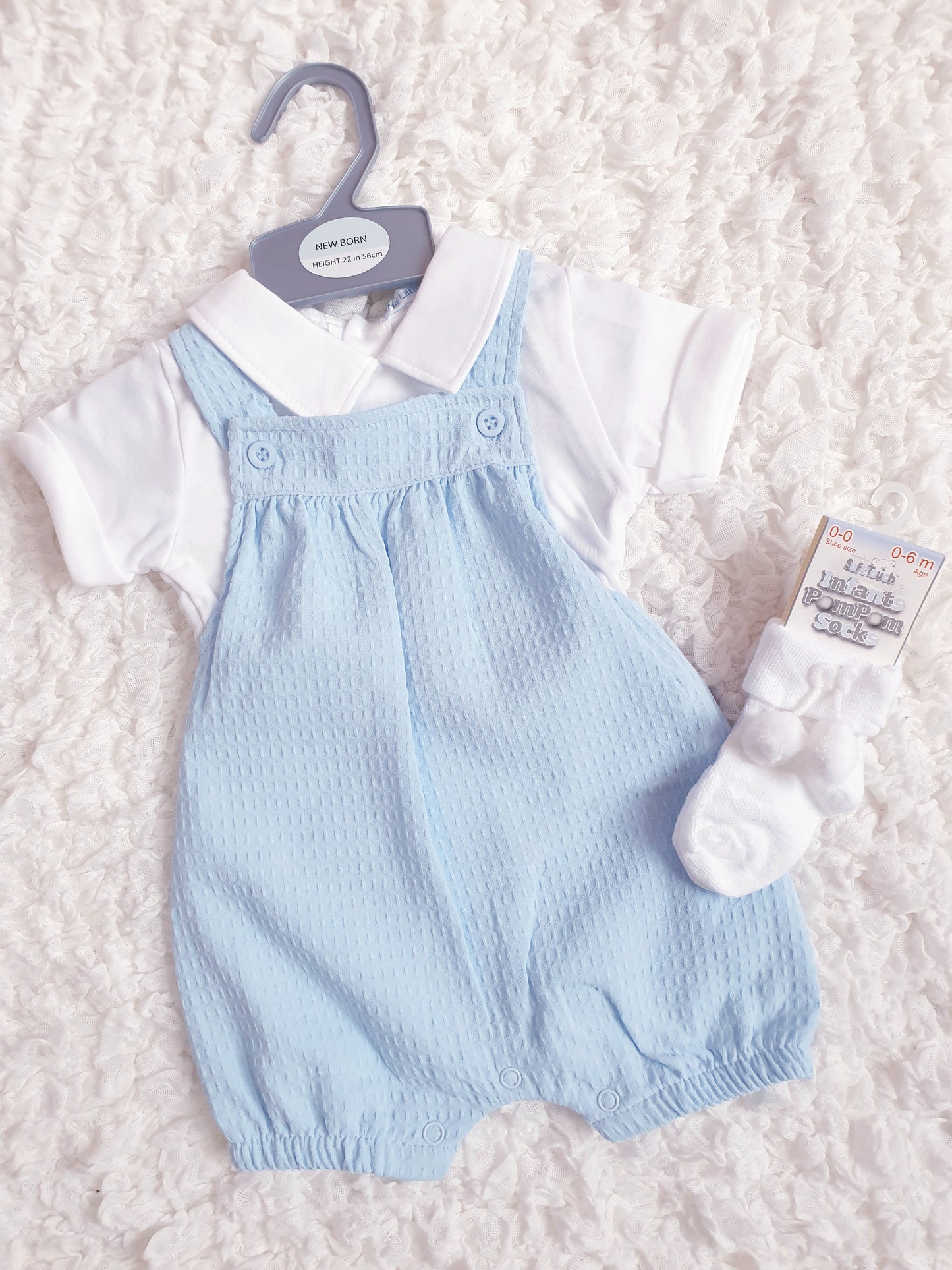 Baby Boys Blue Short Dungaree Set