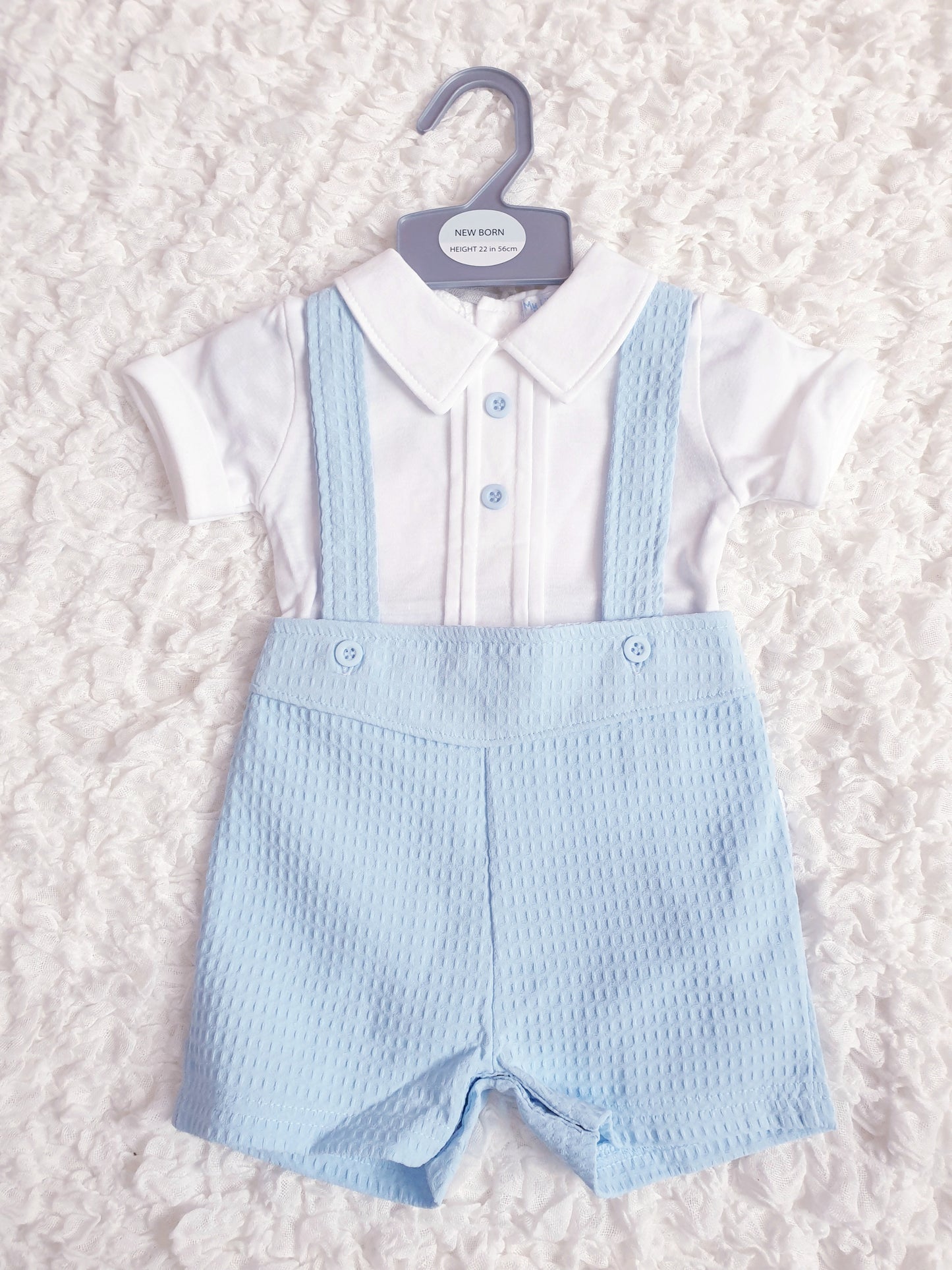 Baby Boys Blue Suspended Shorts Set