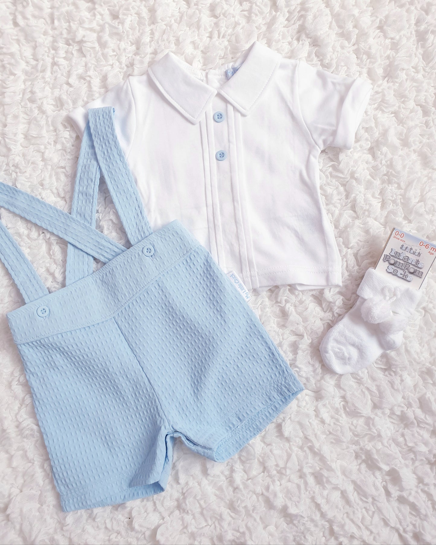 Baby Boys Blue Suspended Shorts Set