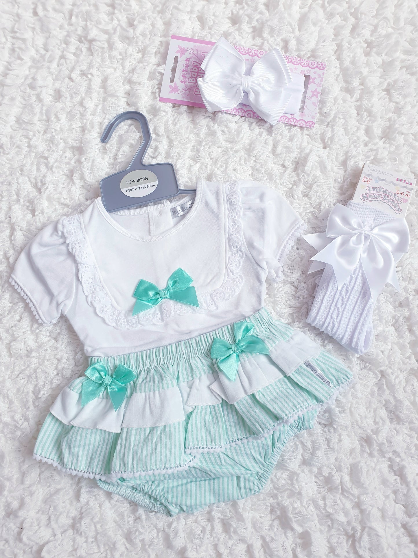 Baby Girls Mint Skirt Jam Pants Set