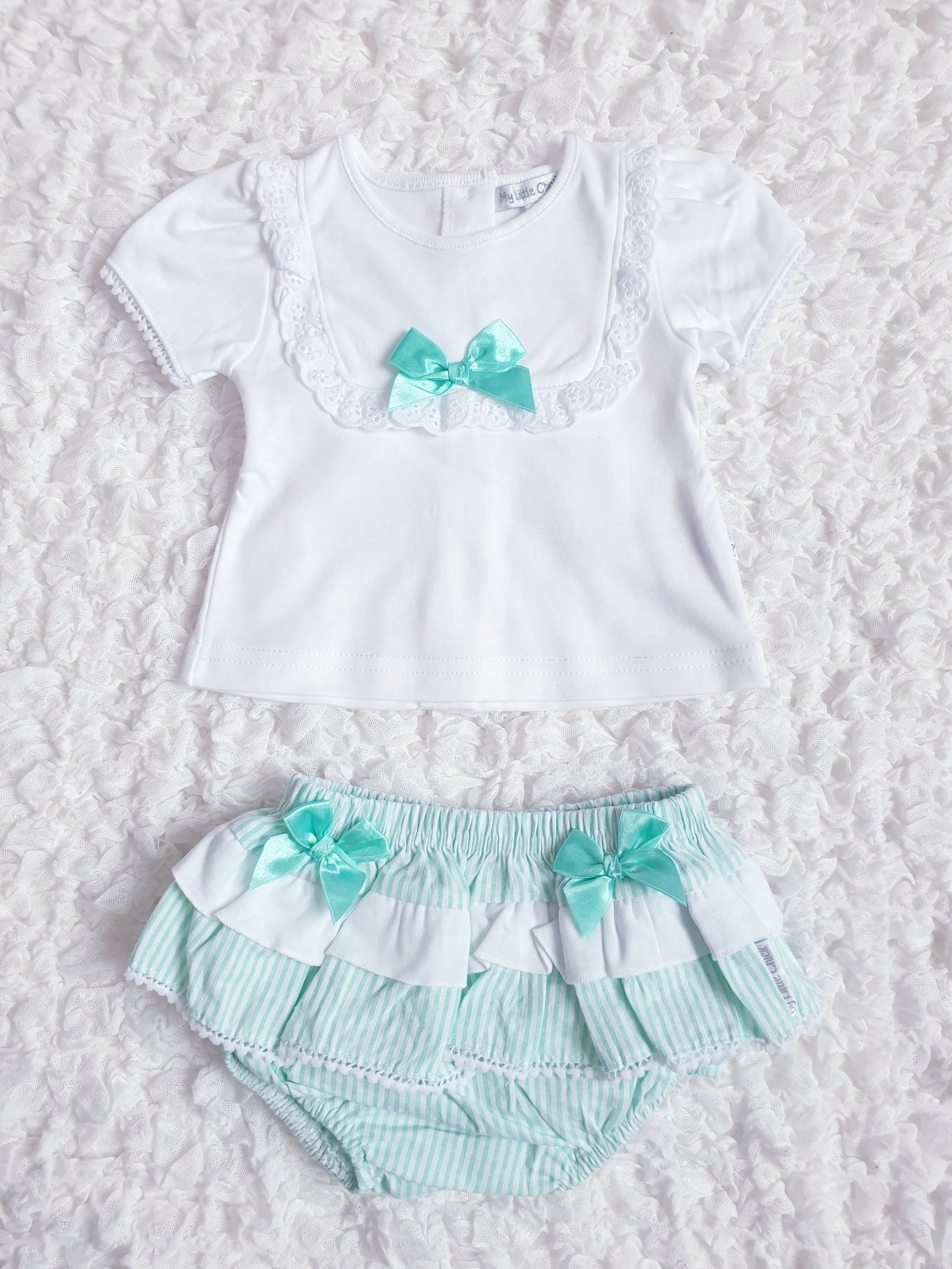 Baby Girls Mint Skirt Jam Pants Set