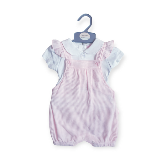 Baby Girls Pink Frilly Strap Romper Set