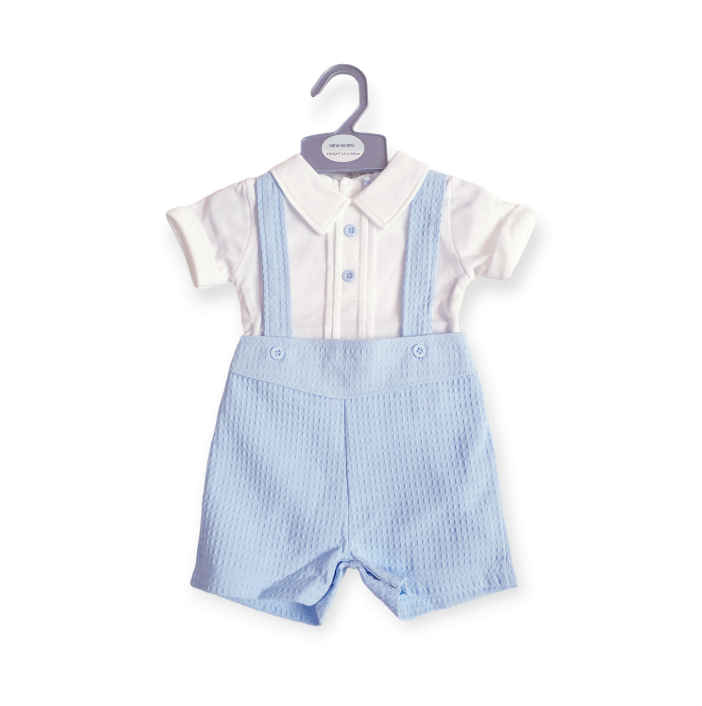 Baby Boys Blue Suspended Shorts Set