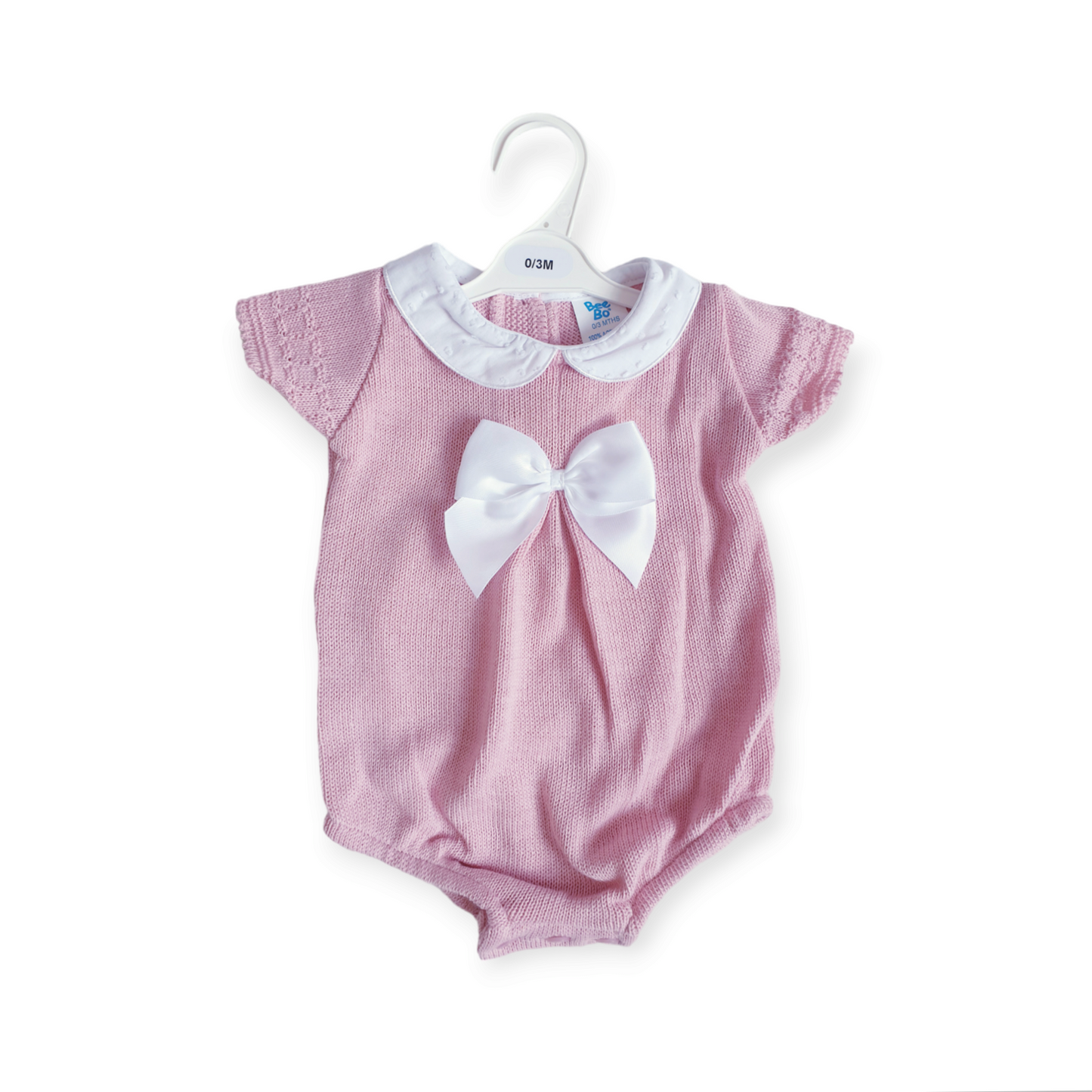 Dusky Pink Knitted Bow Romper