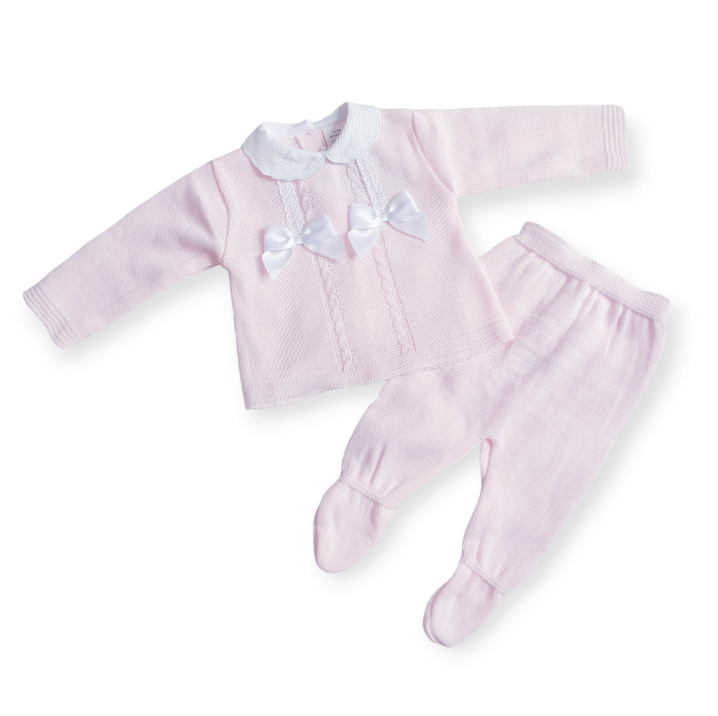 Baby Girls Pink Spanish Bows Knitted Set