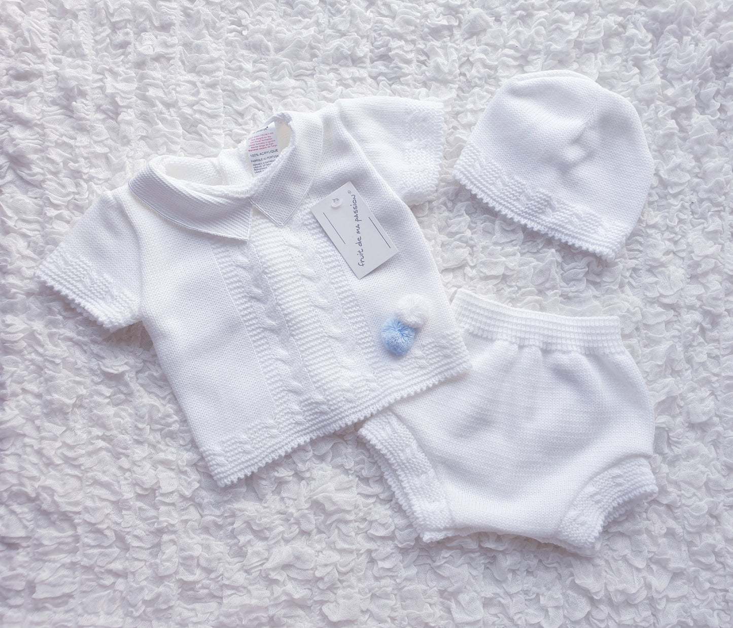 White Spanish Knitted Jam Pants Set