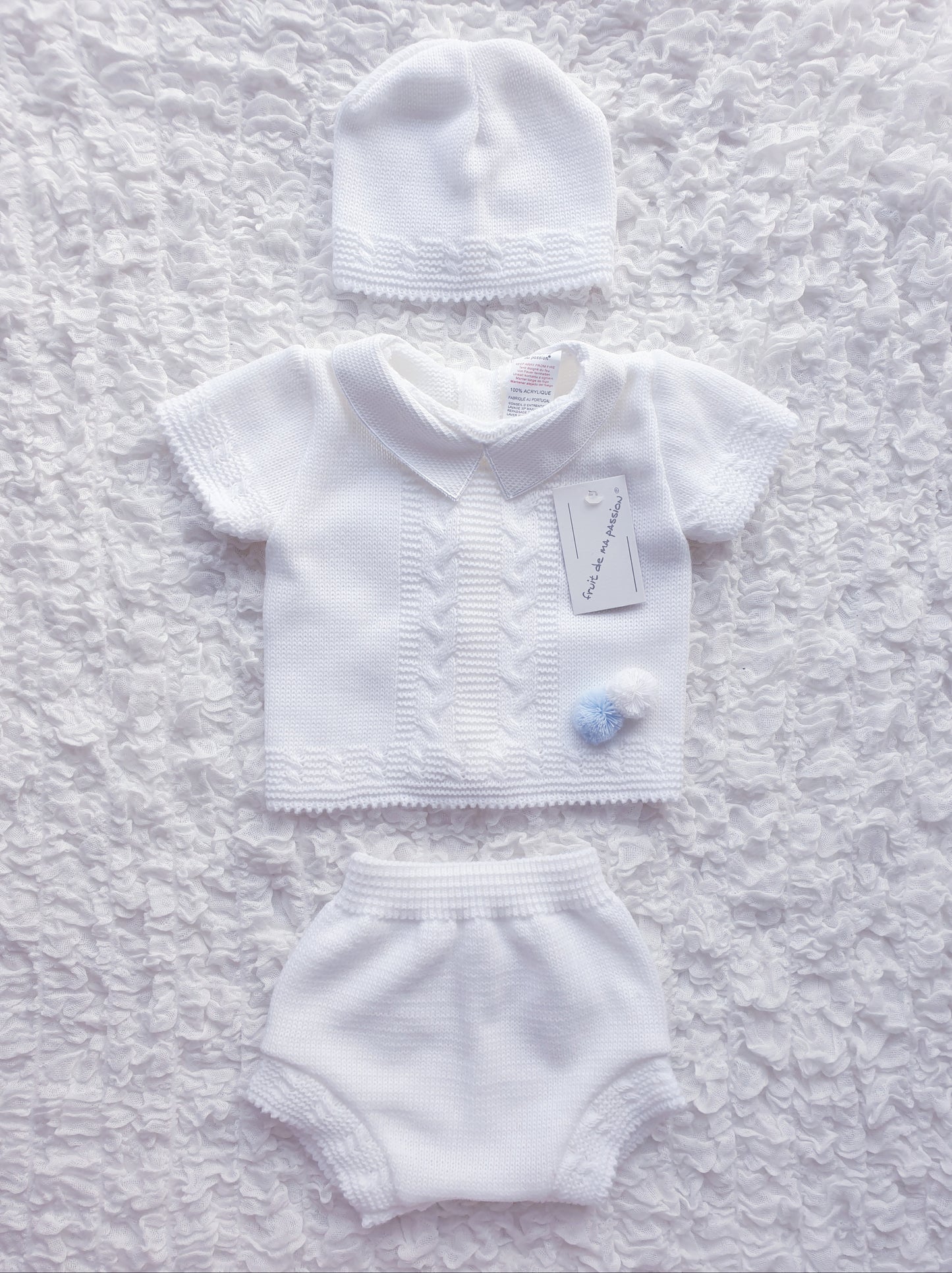 White Spanish Knitted Jam Pants Set