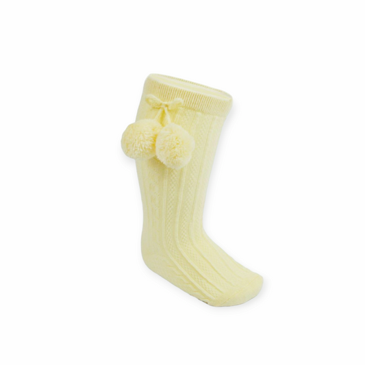 Lemon Knee High Pom Pom Socks