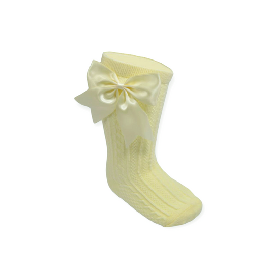 Lemon Knee High Bow Socks