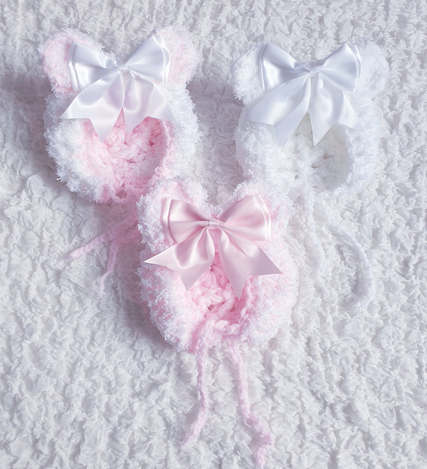 Baby Girls Teddy Ears Bow Knitted Bonnet