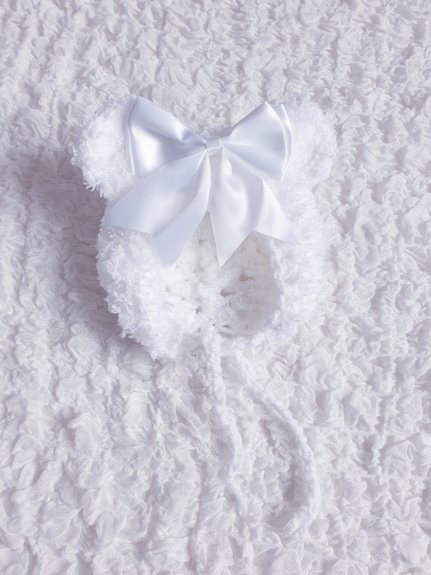 Baby Girls Teddy Ears Bow Knitted Bonnet