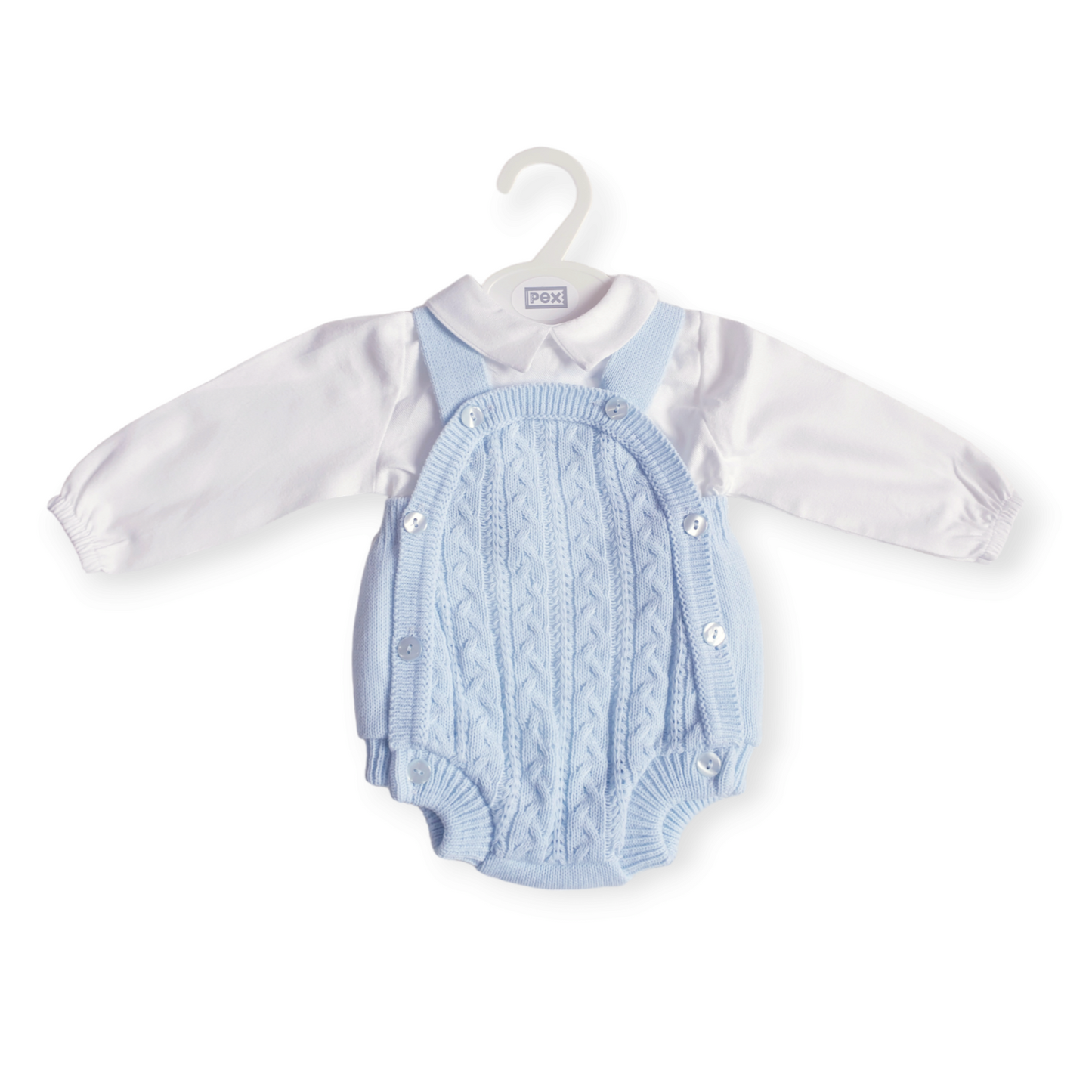 Baby Boys Blue Cable Knitted Romper Set