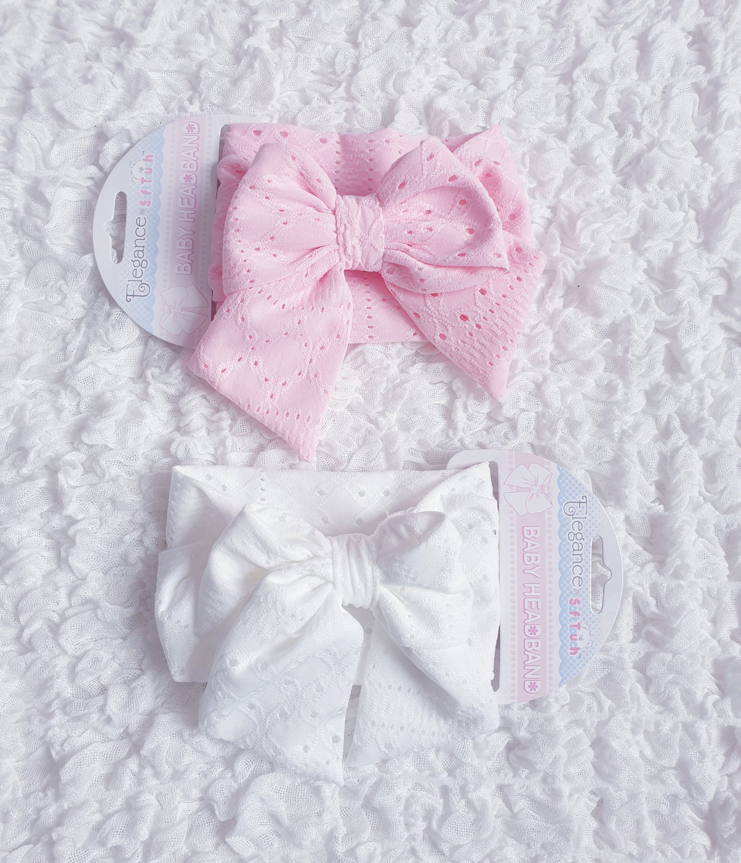 Baby Girls White/Pink Large Bow Headband