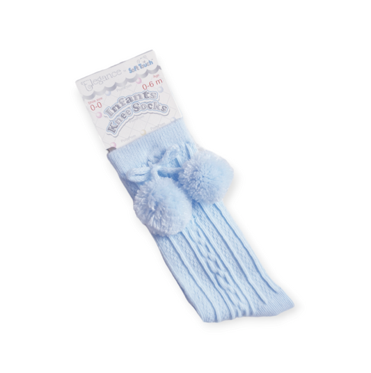 Blue Pom Pom Socks