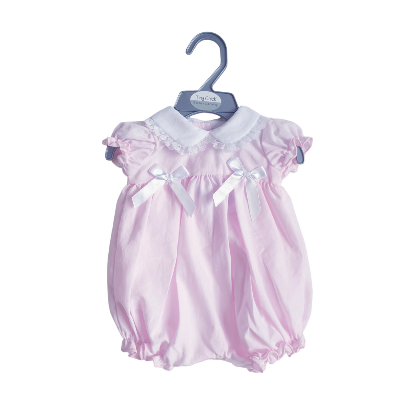 Baby Girls Pink Bows & Lace Romper 3-5/5-8lbs