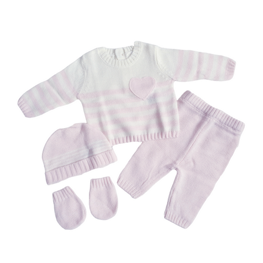 Baby Girls Heart Knitted Outfit Box Set