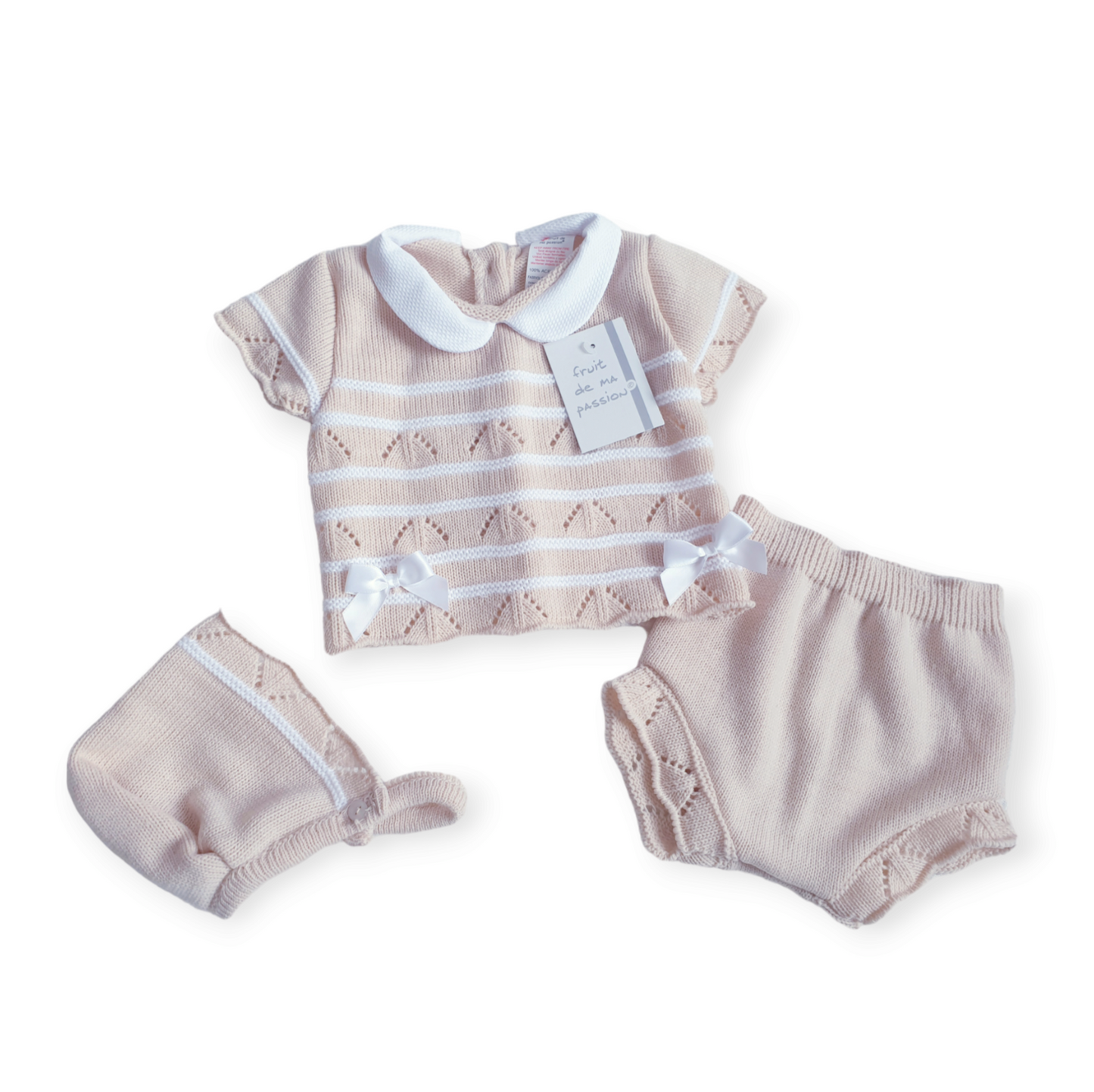 Baby Girls Beige Spanish Knitted Jam Pants Set