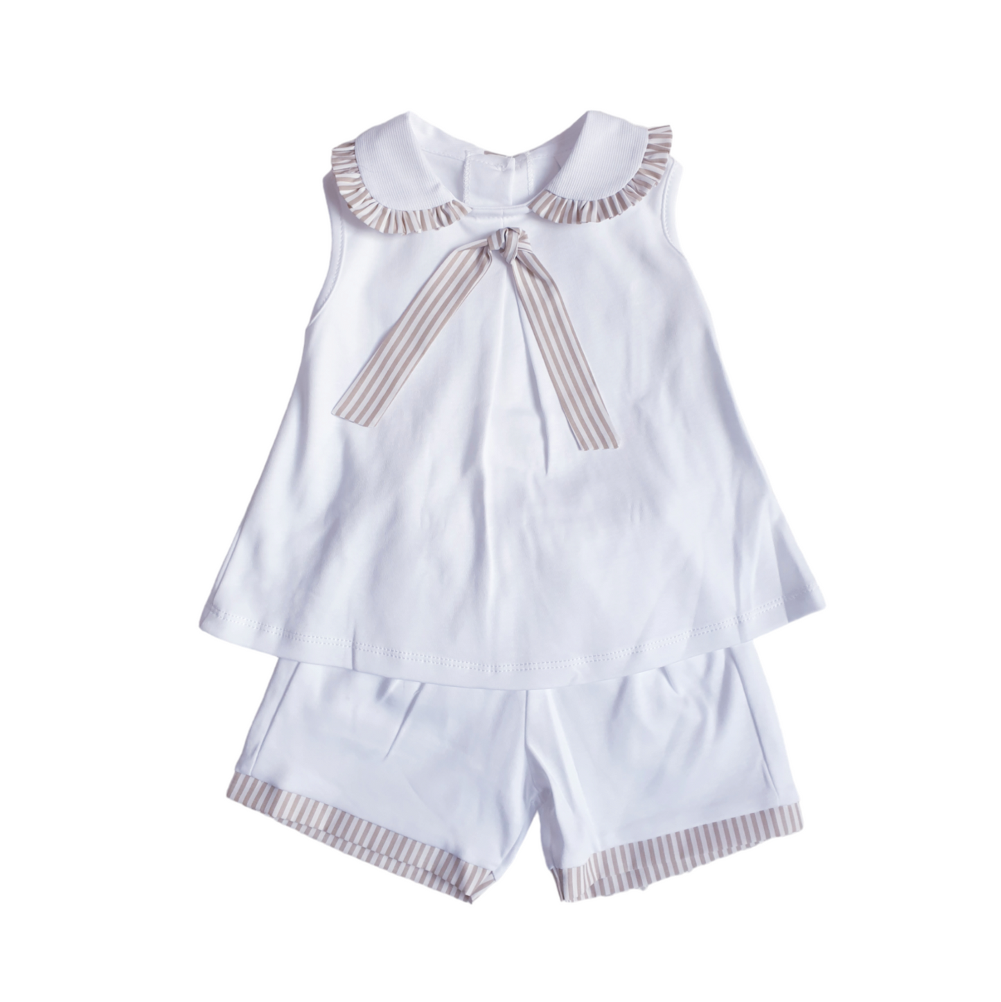 Girls Spanish White/Camel Shorts Set