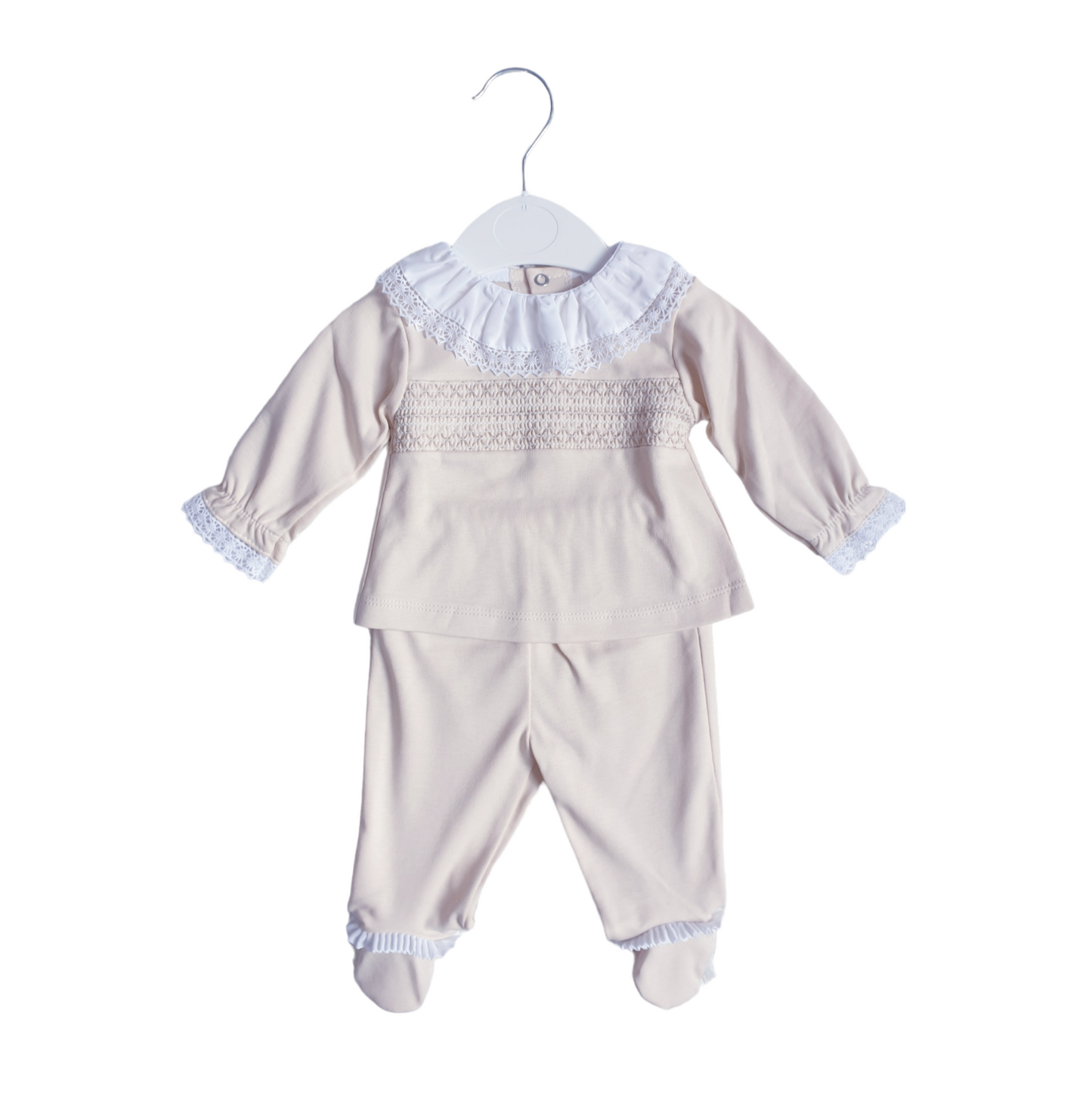 Baby Girls Beige Smocked 2 Piece Set