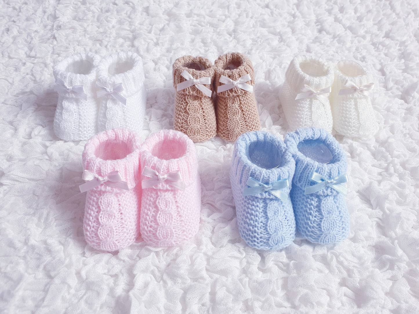 Baby Knitted Cable Bow Booties