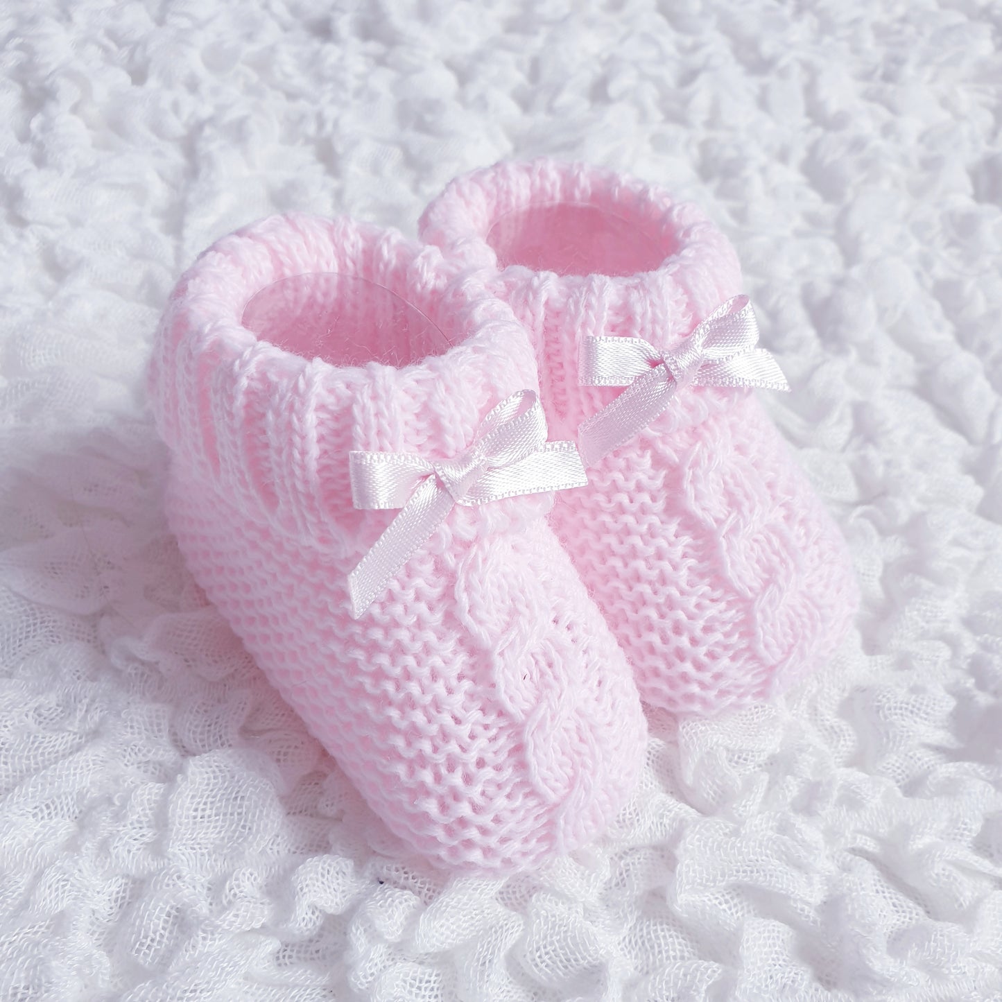 Baby Knitted Cable Bow Booties