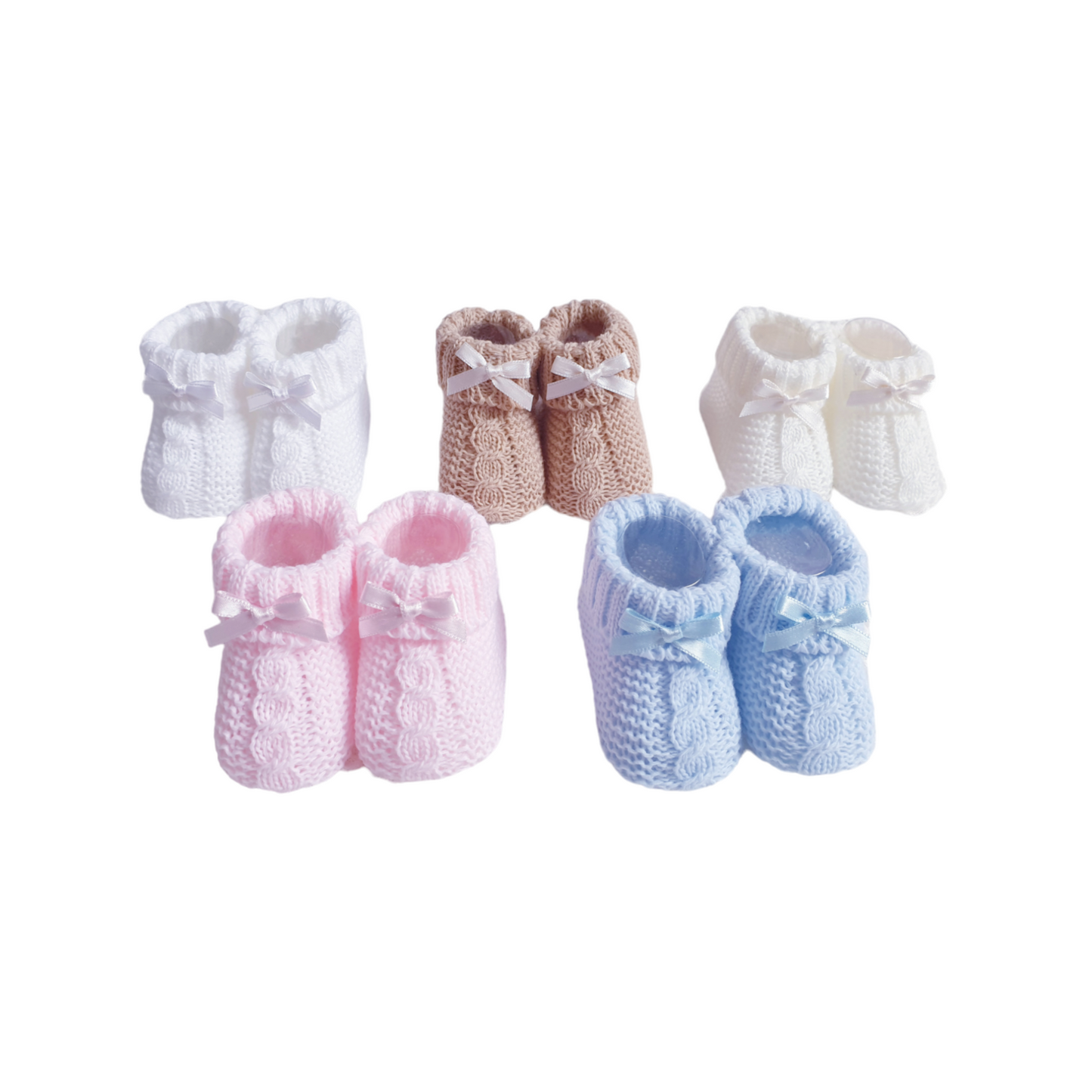 Baby Knitted Cable Bow Booties