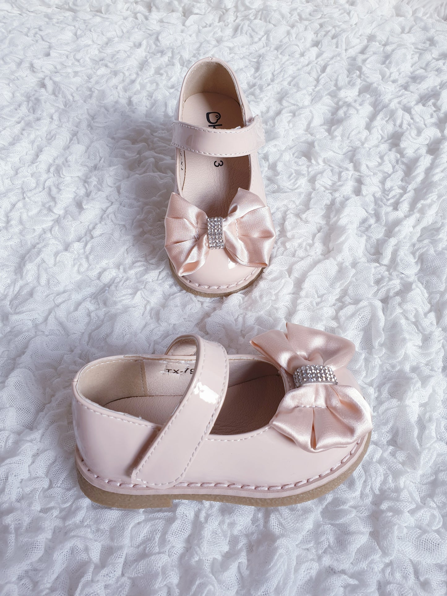 Infant Girls Beige/Nude Diamante Bow Shoes