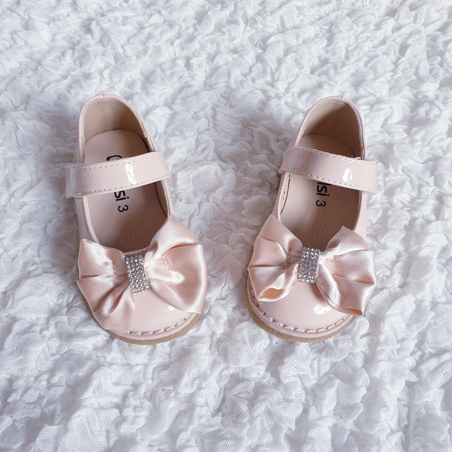 Infant Girls Beige/Nude Diamante Bow Shoes